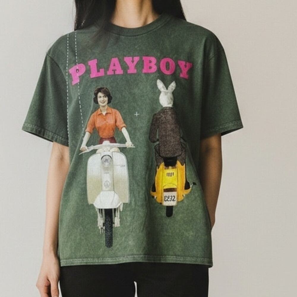 Playboy Vintage Style 1959 Cover Short Sleeve Unisex T Shirt Crew Neck S Green